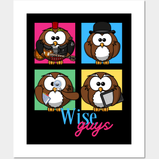 Wise Guys Funny Colorful Owl Design Posters and Art